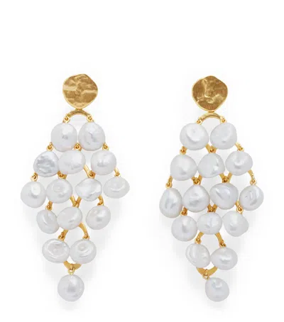 Monica Vinader Gold Vermeil And Pearl Capri Cocktail Earrings In White