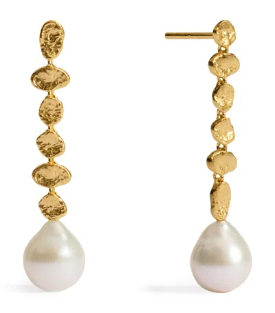 Monica Vinader Gold Vermeil And Pearl Capri Drop Earrings In White