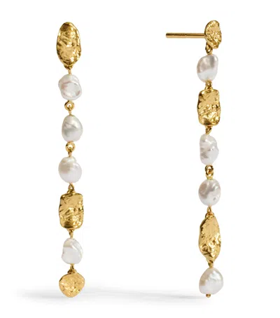 Monica Vinader Gold Vermeil And Pearl Capri Drop Earrings In White
