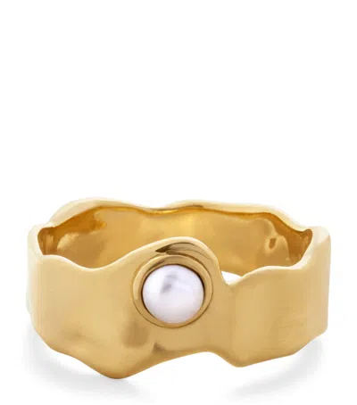 Monica Vinader Gold Vermeil And Pearl Capri Stacking Ring