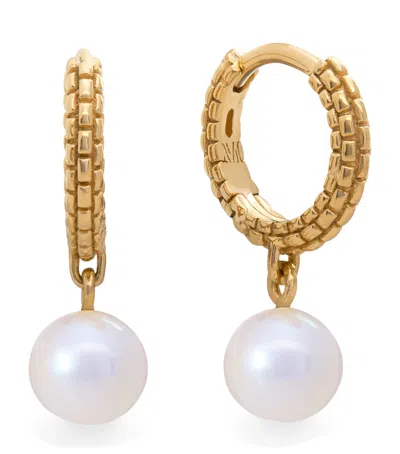 Monica Vinader Gold Vermeil And Pearl Heirloom Huggie Earrings