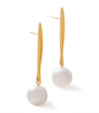 Monica Vinader Gold Vermeil And Pearl Nura Drop Earrings