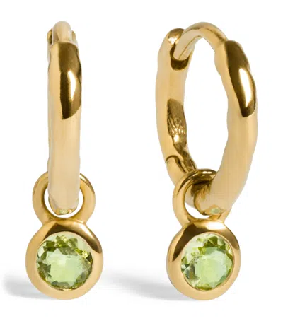Monica Vinader Gold Vermeil And Peridot August Birthstone Huggie Earrings In Green