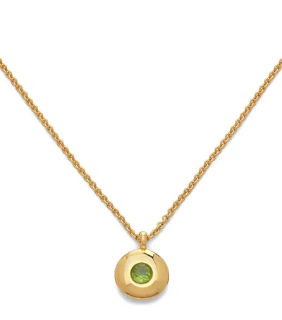 Monica Vinader Gold Vermeil And Peridot August Birthstone Necklace In White