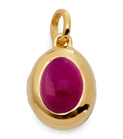 Monica Vinader Gold Vermeil And Pink Quartz July Birthstone Locket
