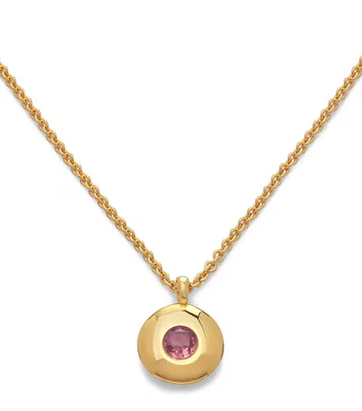 Monica Vinader Gold Vermeil And Pink Tourmaline March Birthstone Necklace
