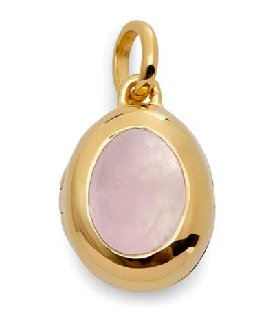 Monica Vinader Gold Vermeil And Rose Quartz October Birthstone Locket In Pink