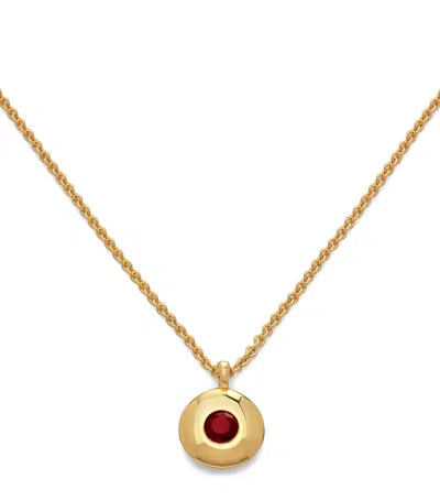 Monica Vinader Gold Vermeil And Ruby January Birthstone Necklace In Red