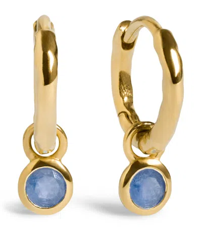 Monica Vinader Gold Vermeil And Sapphire September Birthstone Huggie Earrings In Blue