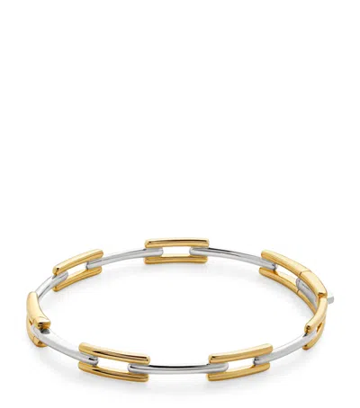 Monica Vinader Gold Vermeil And Sterling Silver Signature Link Slim Bangle