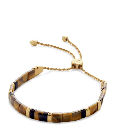 Monica Vinader Gold Vermeil And Tiger Eye Delphi Friendship Bracelet In Brown