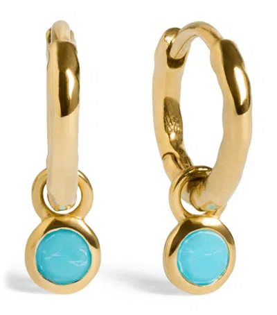 Monica Vinader Gold Vermeil And Turquoise December Birthstone Huggie Earrings