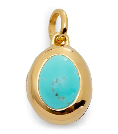 Monica Vinader Gold Vermeil And Turquoise December Birthstone Locket In Blue