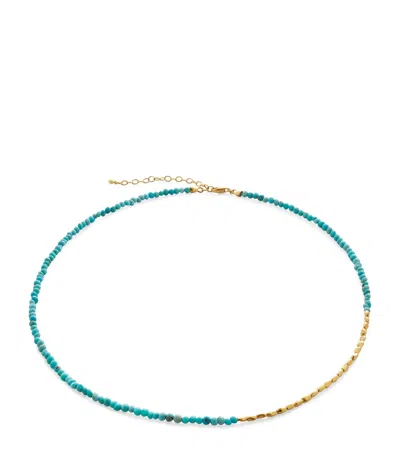 Monica Vinader Gold Vermeil And Turquoise Mini Nugget Gemstone Beaded Necklace