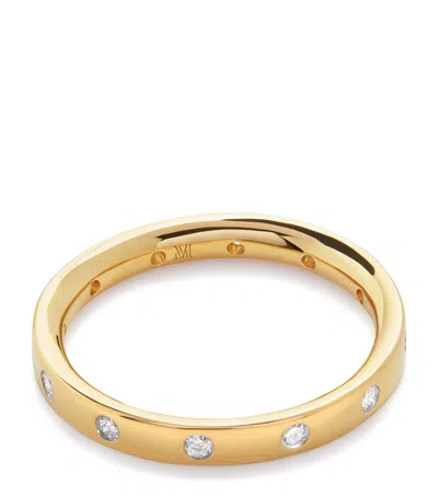 Monica Vinader Gold Vermeil And White Diamond Essential Station Ring