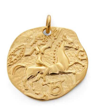 Monica Vinader Gold Vermeil Coin Talisman Necklace In Pink