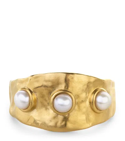 Monica Vinader Gold Vermeil Triple Pearl Ring