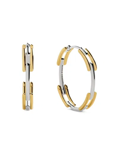 Monica Vinader Womens Signature Link 18ct Yellow Gold Vermeil Hoop Earrings In Multi