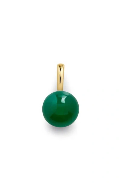 Monica Vinader Green Onxy Round Pendant Charm In 18ct Gold Vermeil/green Onyx