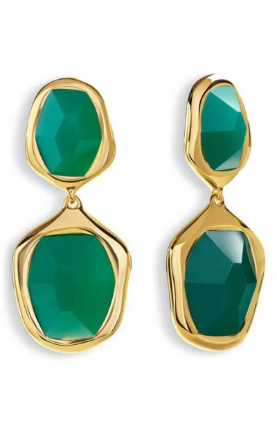 Monica Vinader Green Onyx Drop Cocktail Earrings In Multi