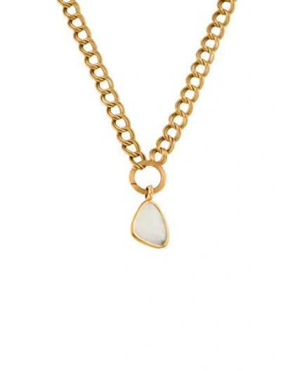 Pre-owned Monica Vinader Groove Curb Chain W / Deia Moonstone Pendant, 19" In Multi