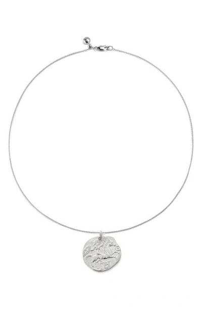 Monica Vinader Hammered Celtic Pendant Necklace In Silver