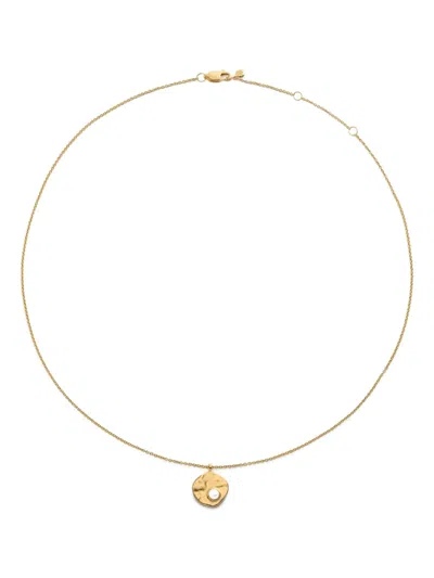 MONICA VINADER HAMMERED-DISC PEARL NECKLACE