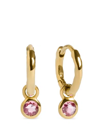 Monica Vinader Hammered Pink-tourmaline Hoop Earrings In Gold