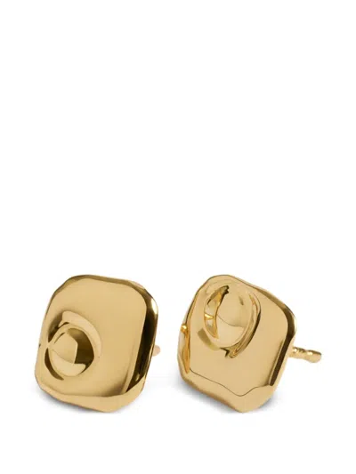 Monica Vinader Hammered Stud Earrings In Gold