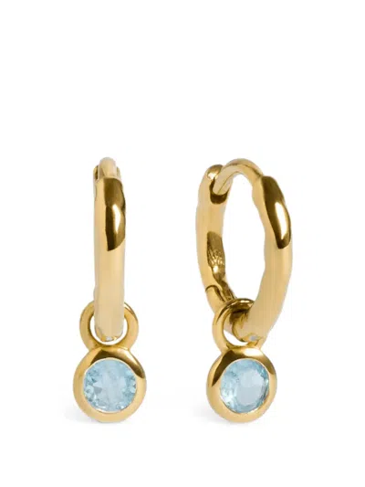 Monica Vinader Hammered-effect Aquamarine Earrings In Gold