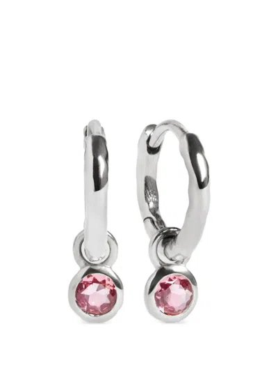 Monica Vinader Hammered-effect Pink-gemstone Earrings In Metallic