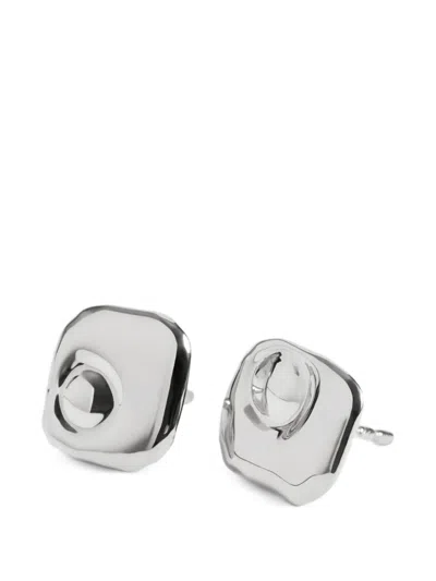 Monica Vinader Hammered-effect Stud Earrings In Transparent