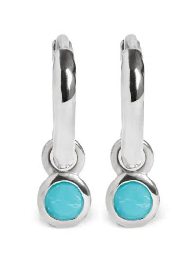 Monica Vinader Hammered-effect Turquoise-pendant Hoop Earrings In Silver