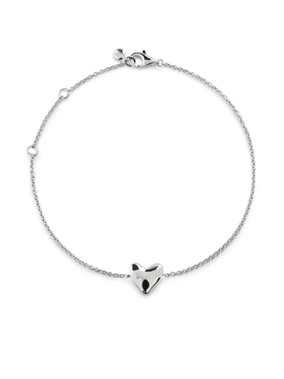 Monica Vinader Sterling Silver Heart Chain Bracelet In Metallic