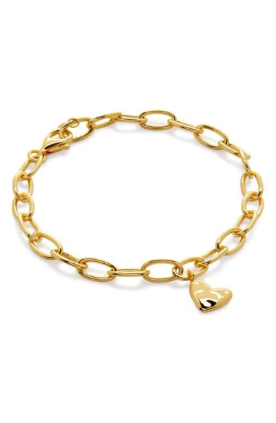 Monica Vinader Heart Charm Bracelet In 18ct Gold Vermeil
