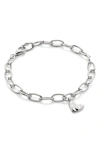 Monica Vinader Sterling Silver Heart Charm Bracelet In Sterling Silver