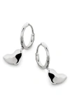 Monica Vinader Heart Drop Huggie Hoop Earrings In Sterling Silver