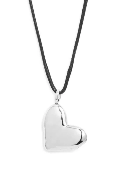 Monica Vinader Heart Locket Cord Necklace In Sterling Silver