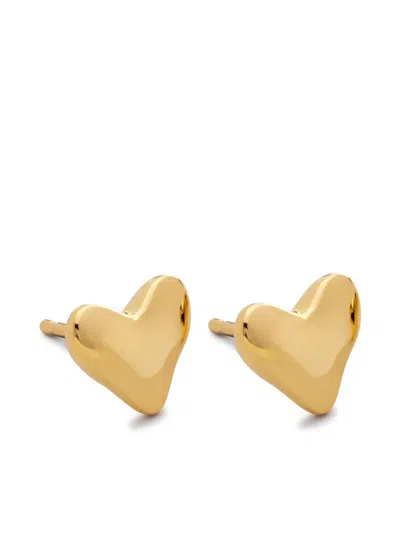 Monica Vinader Gold Heart Stud Earrings In 18k Gold Vermeil