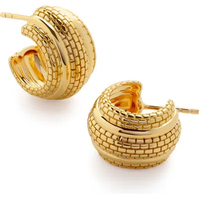 Monica Vinader Heirloom Chunky Huggie Hoop Earrings In 18ct Gold Vermeil