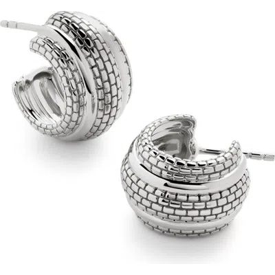 Monica Vinader Heirloom Chunky Huggie Hoop Earrings In Sterling Silver
