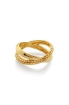 Monica Vinader Gold Heirloom Crossover Ring In 18ct Gold Vermeil