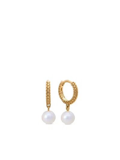 Monica Vinader Womens Heirloom 18ct Yellow Gold Vermeil And Pearl Drop Huggies