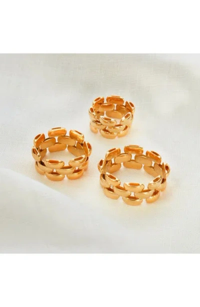 Monica Vinader Heirloom Woven Chain Ring In 18ct Gold On Sterling Silver
