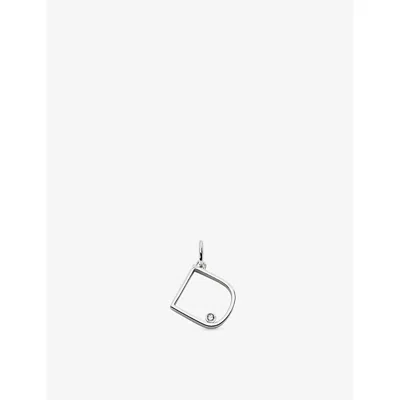 Monica Vinader Initial D Solitaire Lab-grown Diamond And Sterling Silver Pendant Charm In Metallic