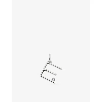 Monica Vinader Initial E Solitaire Lab-grown Diamond And Sterling Silver Pendant Charm In Metallic