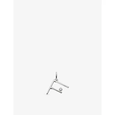 Monica Vinader Initial F Solitaire Lab-grown Diamond And Sterling Silver Pendant Charm In Metallic