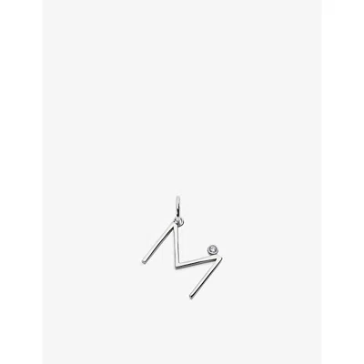 Monica Vinader Initial M Solitaire Lab-grown Diamond And Sterling Silver Pendant Charm