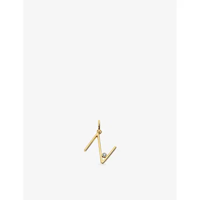 Monica Vinader Initial N Solitaire Lab-grown Diamond And 18ct Gold Vermeil Pendant Charm