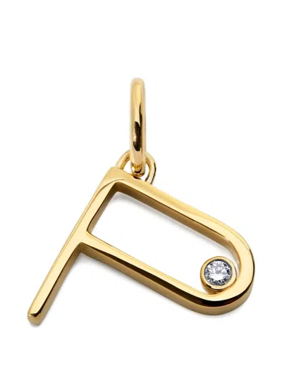 Monica Vinader Initial P Solitaire-diamond Pendant In Gold